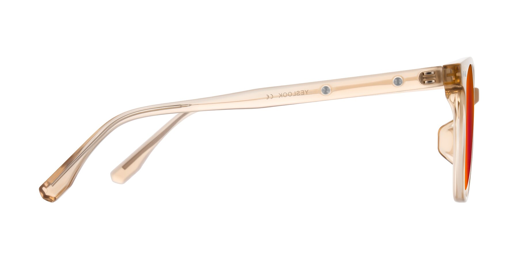 Side of Lozzuri in Transparent Champagne with Red Gold Mirrored Lenses