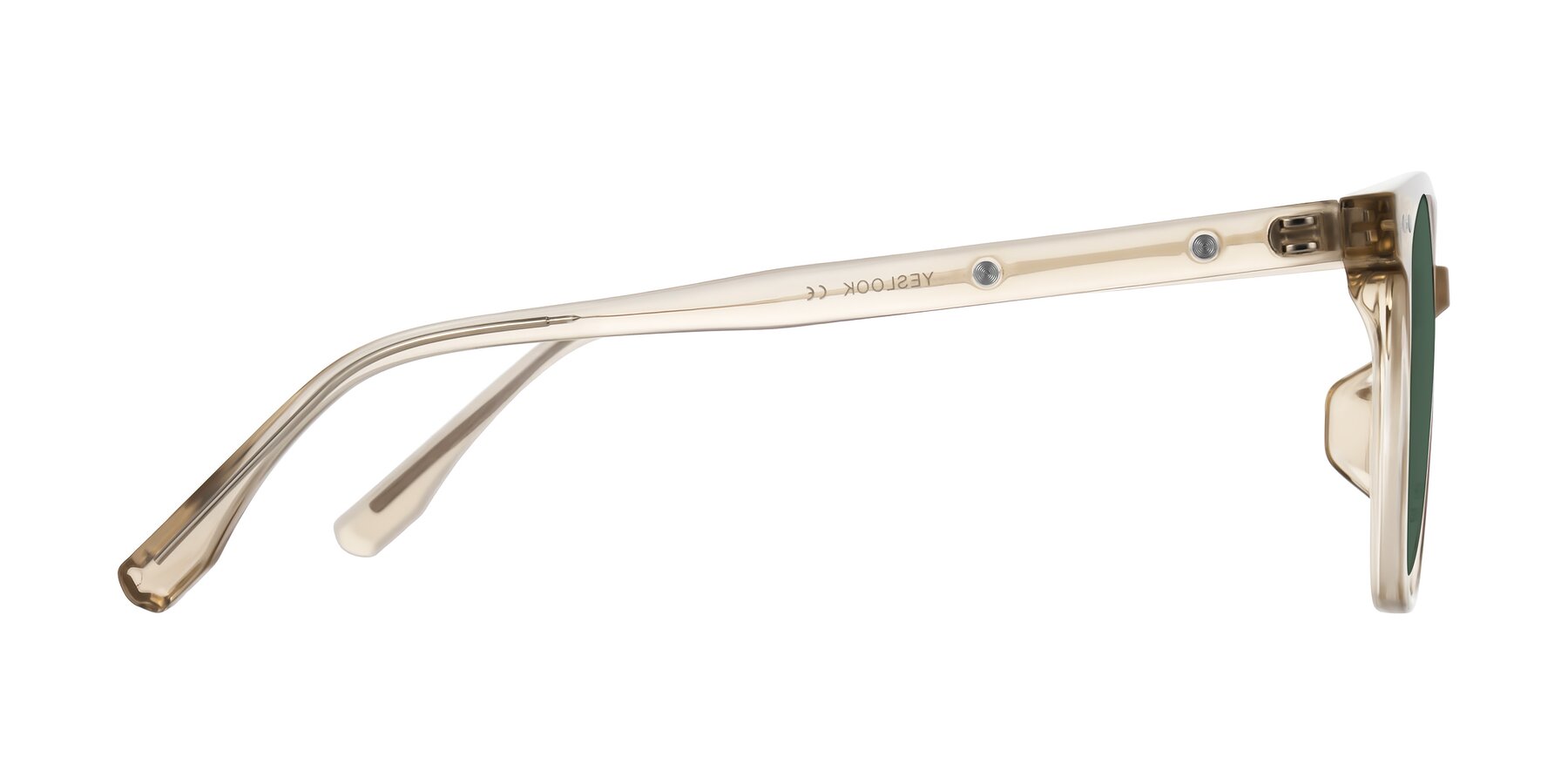 Side of Lozzuri in Transparent Champagne with Green Polarized Lenses