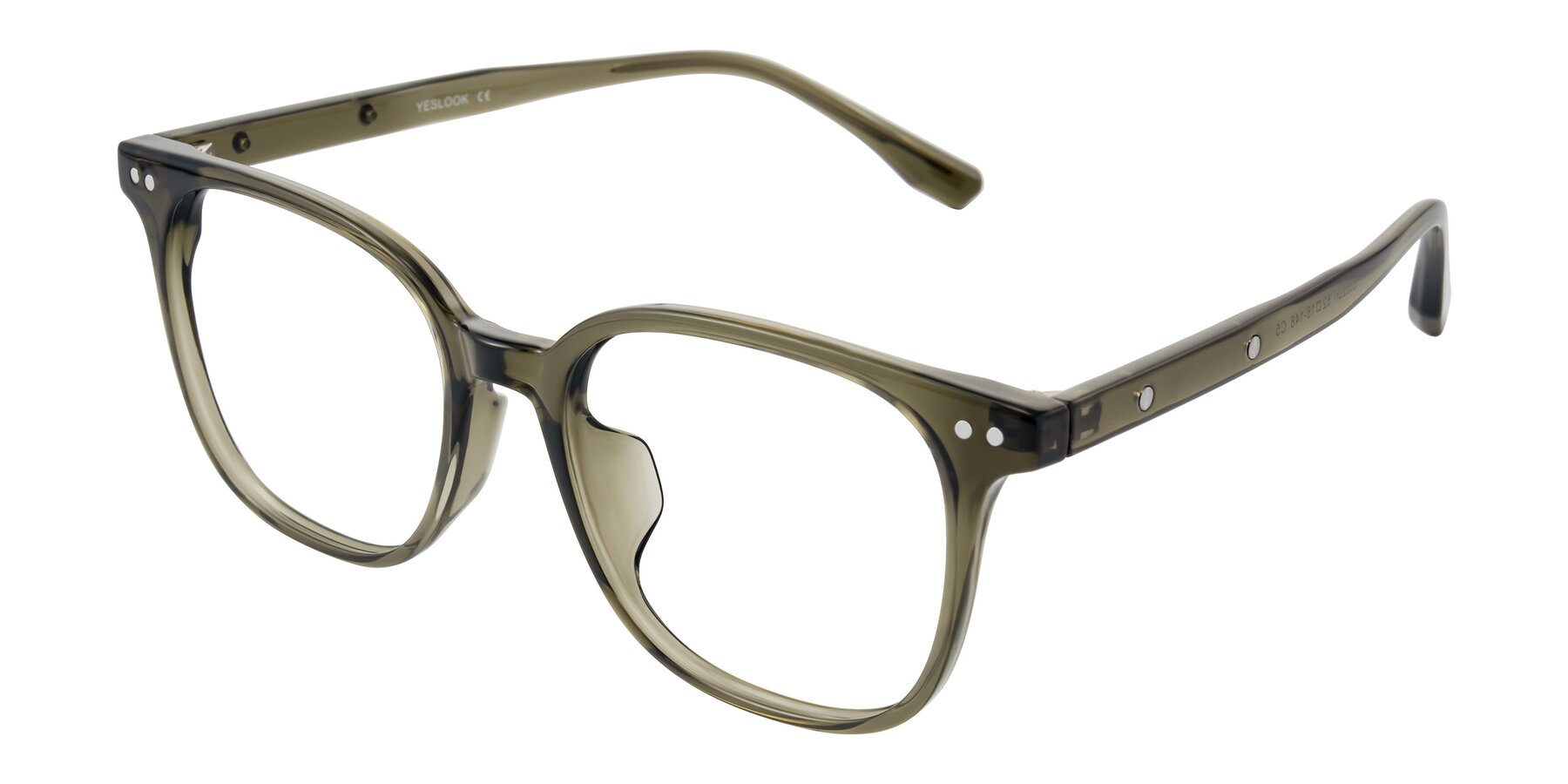 Angle of Lozzuri in Translucent Green with Clear Reading Eyeglass Lenses