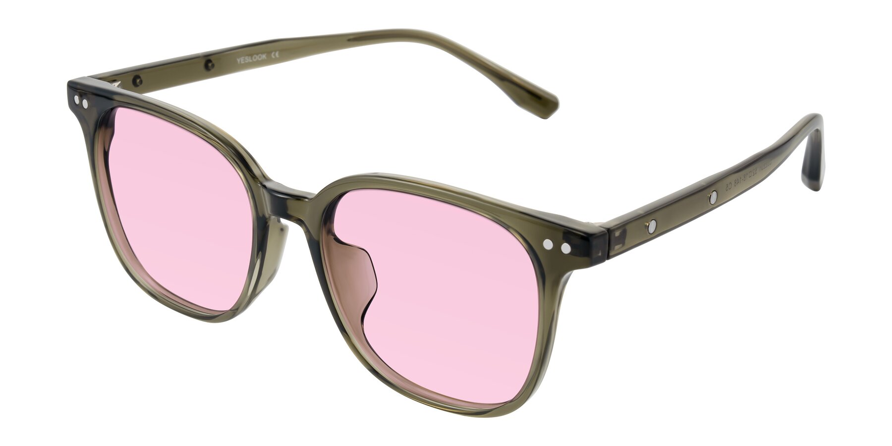 Angle of Lozzuri in Translucent Green with Light Pink Tinted Lenses