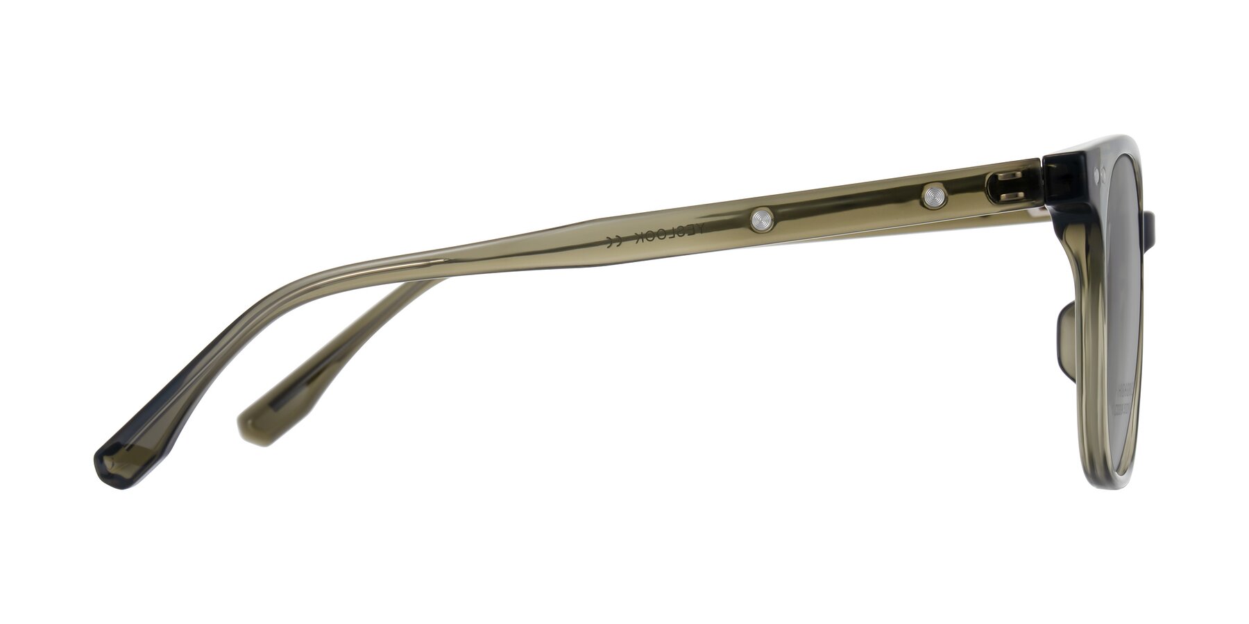 Side of Lozzuri in Translucent Green with Light Gray Tinted Lenses
