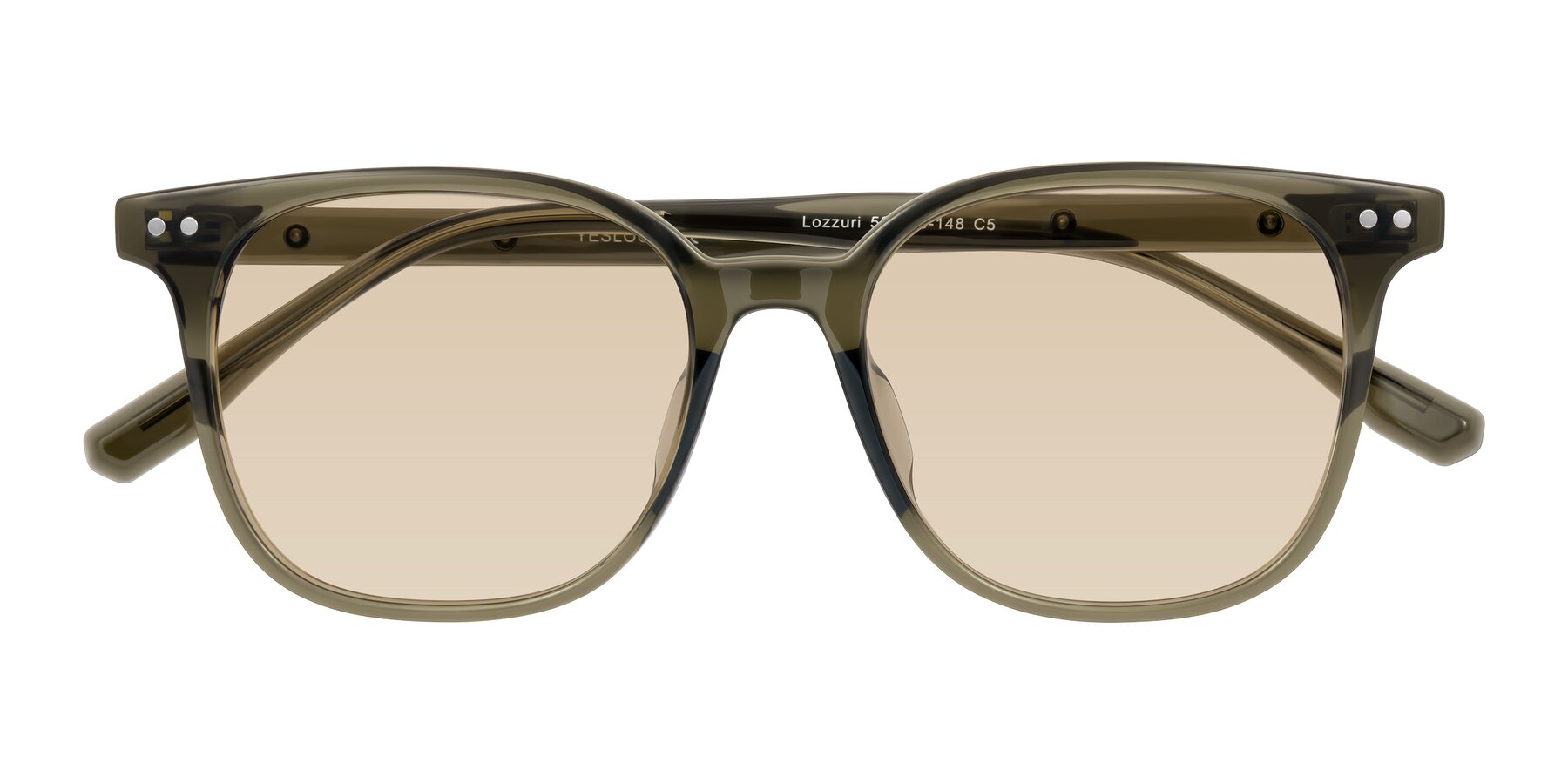 Folded Front of Lozzuri in Translucent Green with Light Brown Tinted Lenses