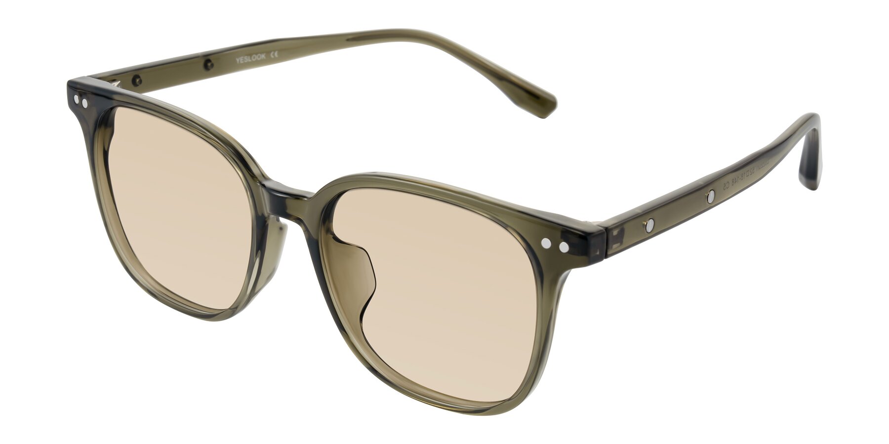 Angle of Lozzuri in Translucent Green with Light Brown Tinted Lenses