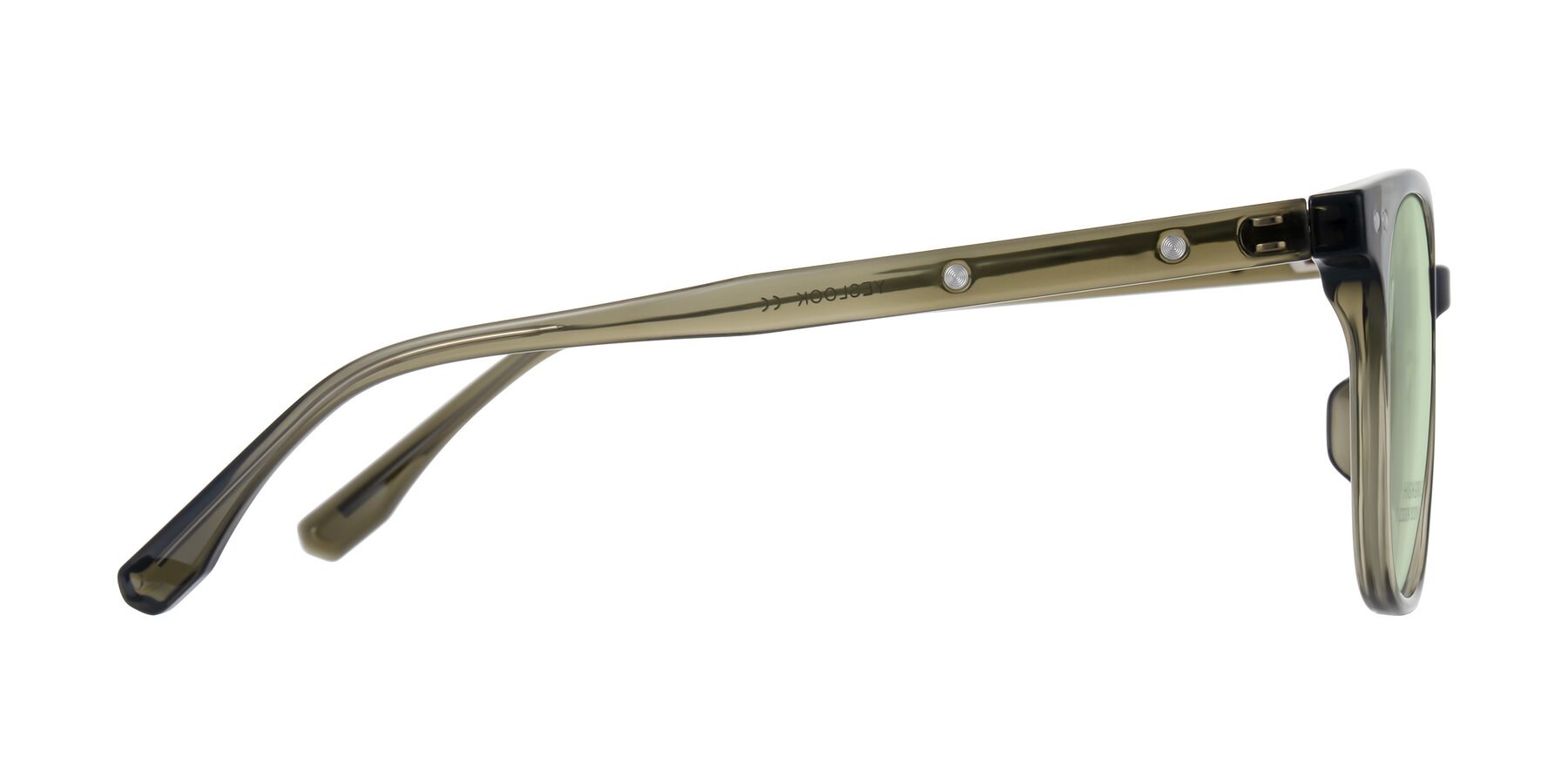 Side of Lozzuri in Translucent Green with Light Green Tinted Lenses