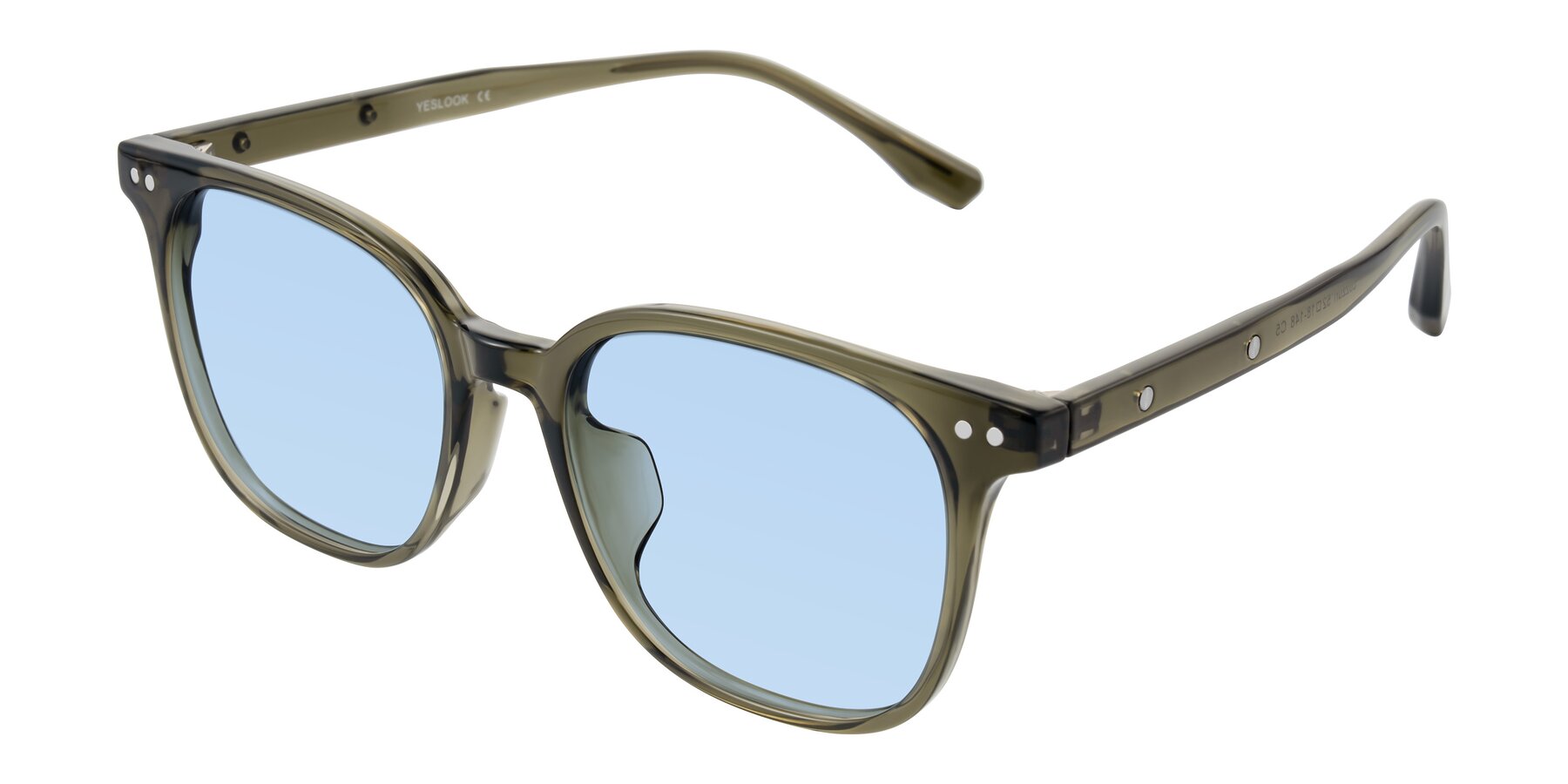 Angle of Lozzuri in Translucent Green with Light Blue Tinted Lenses