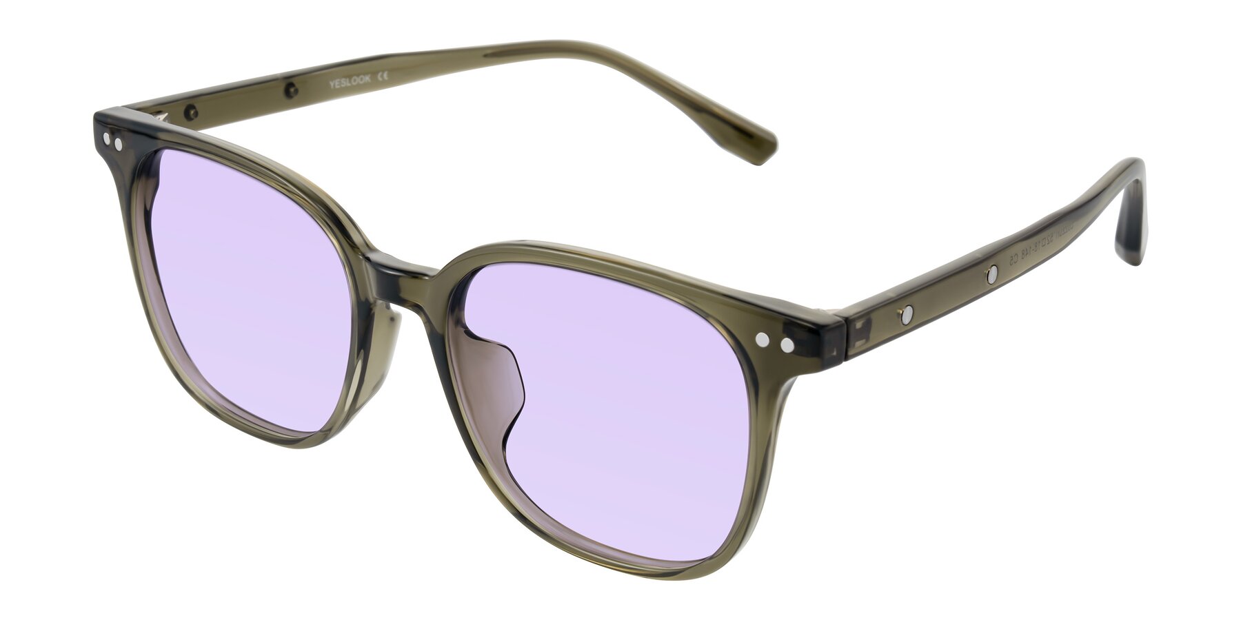 Angle of Lozzuri in Translucent Green with Light Purple Tinted Lenses