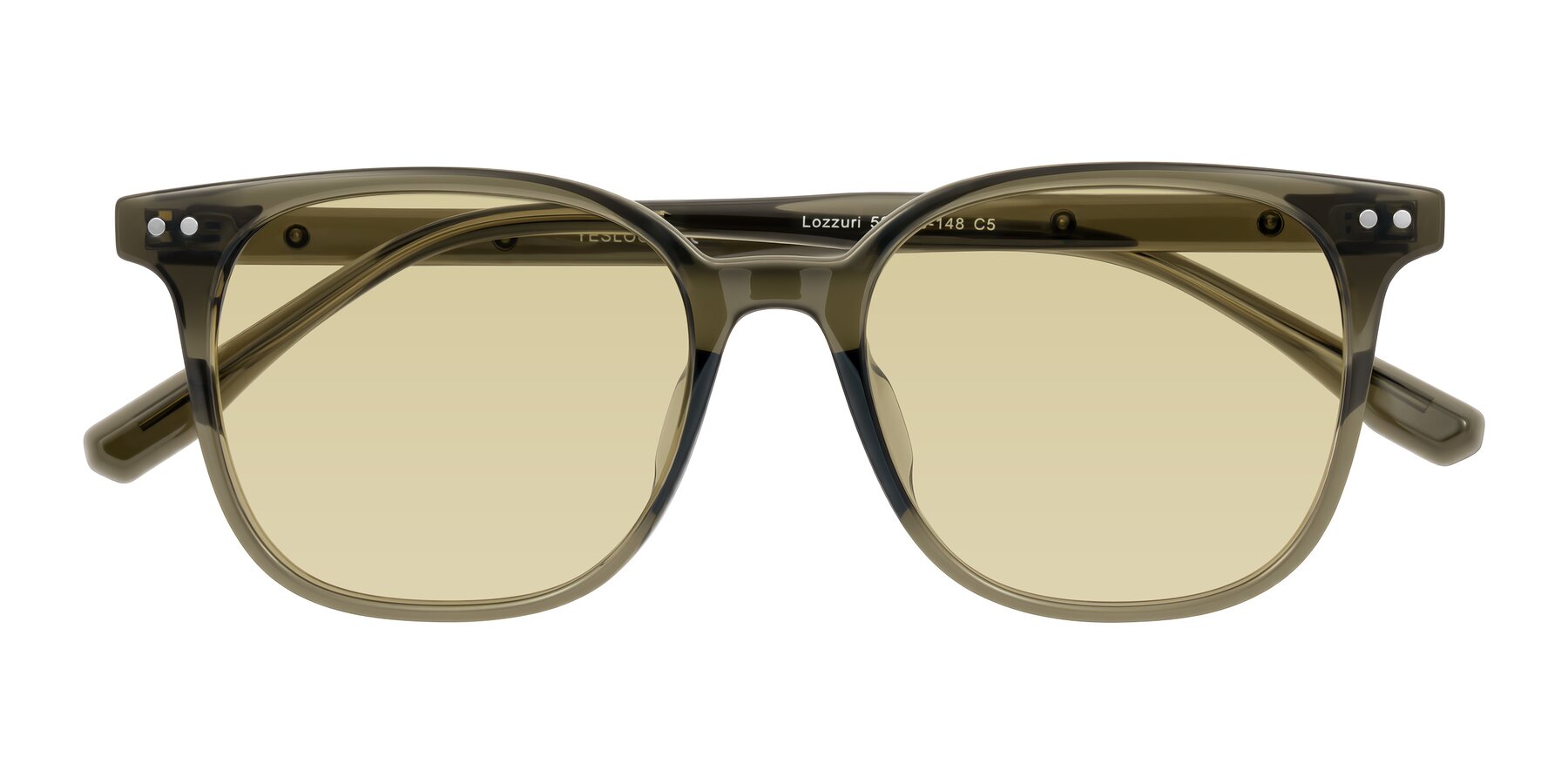 Folded Front of Lozzuri in Translucent Green with Light Champagne Tinted Lenses
