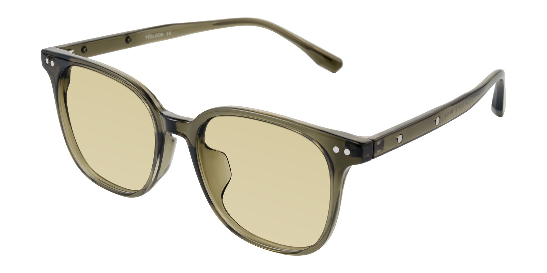 Angle of Lozzuri in Translucent Green with Light Champagne Tinted Lenses