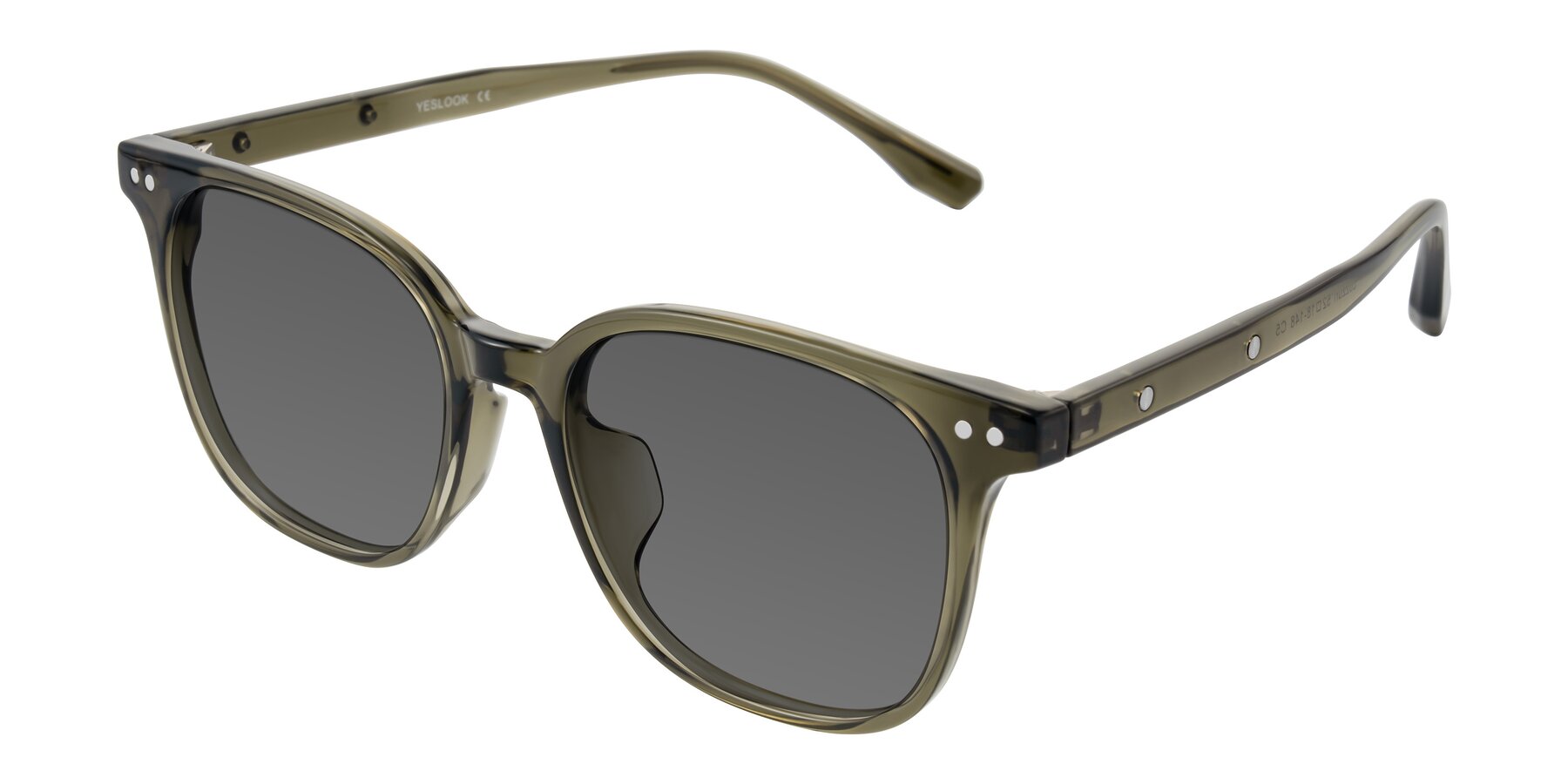 Angle of Lozzuri in Translucent Green with Medium Gray Tinted Lenses