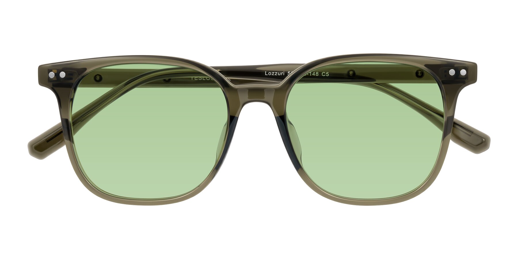 Folded Front of Lozzuri in Translucent Green with Medium Green Tinted Lenses