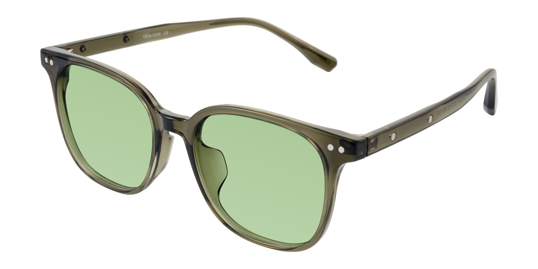 Angle of Lozzuri in Translucent Green with Medium Green Tinted Lenses