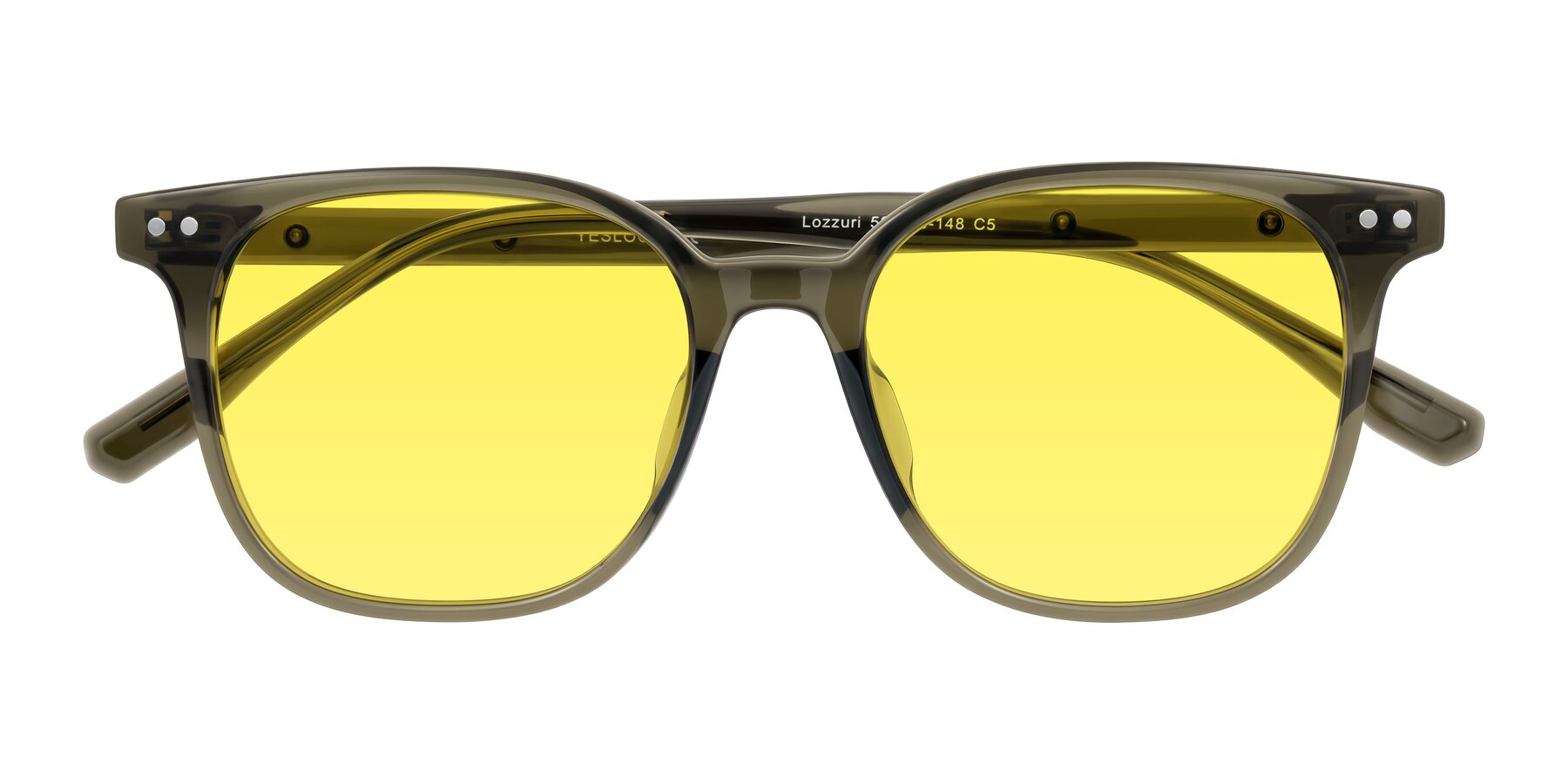 Folded Front of Lozzuri in Translucent Green with Medium Yellow Tinted Lenses