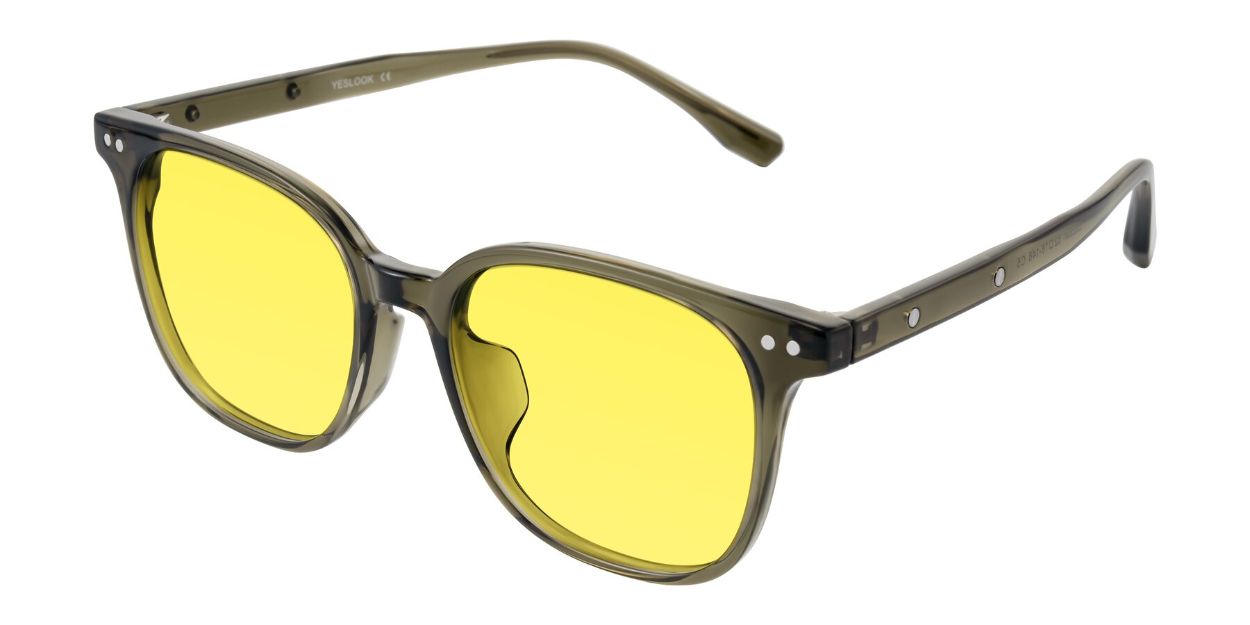 Angle of Lozzuri in Translucent Green with Medium Yellow Tinted Lenses