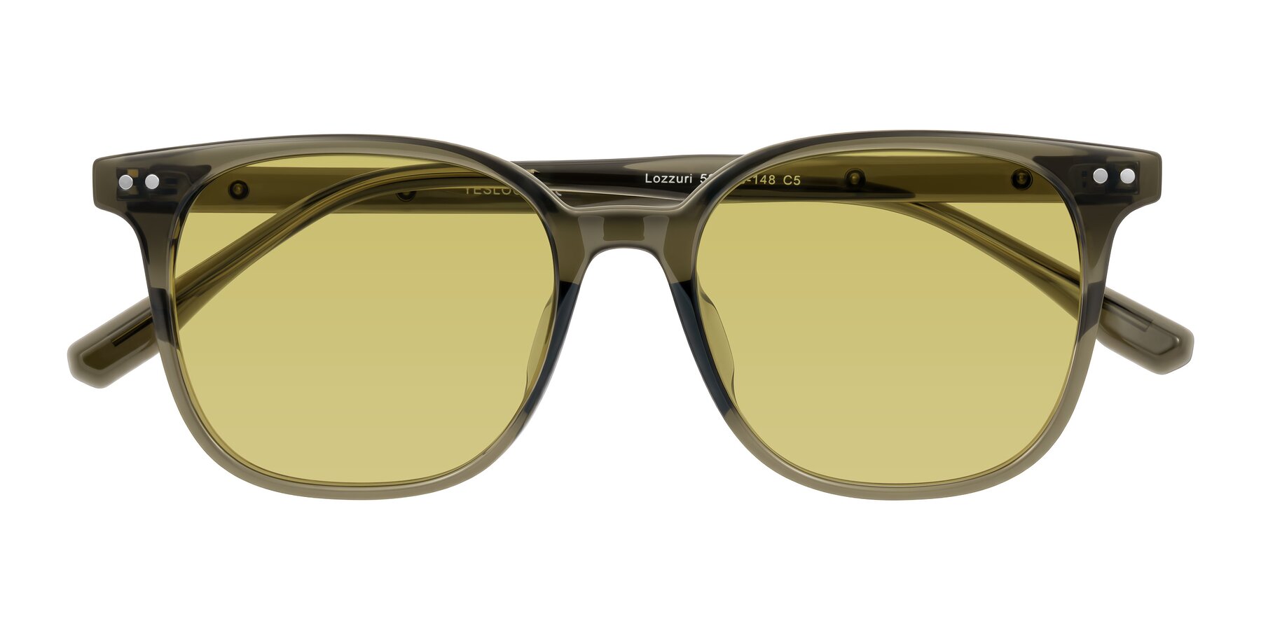 Folded Front of Lozzuri in Translucent Green with Medium Champagne Tinted Lenses