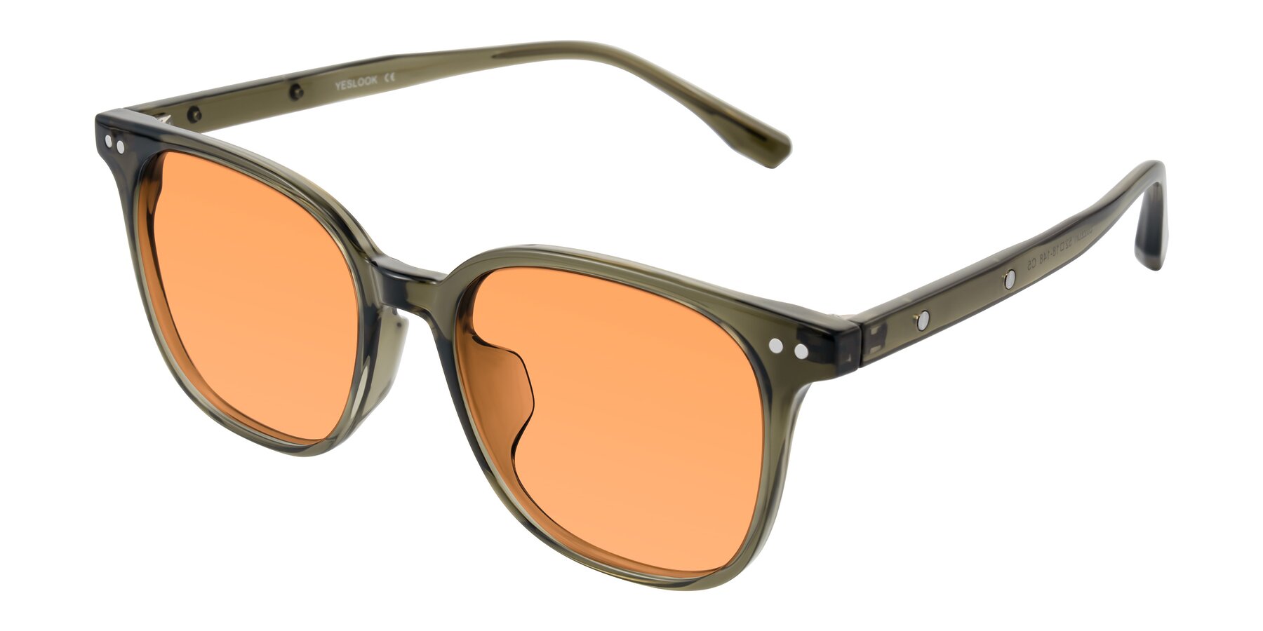Angle of Lozzuri in Translucent Green with Medium Orange Tinted Lenses