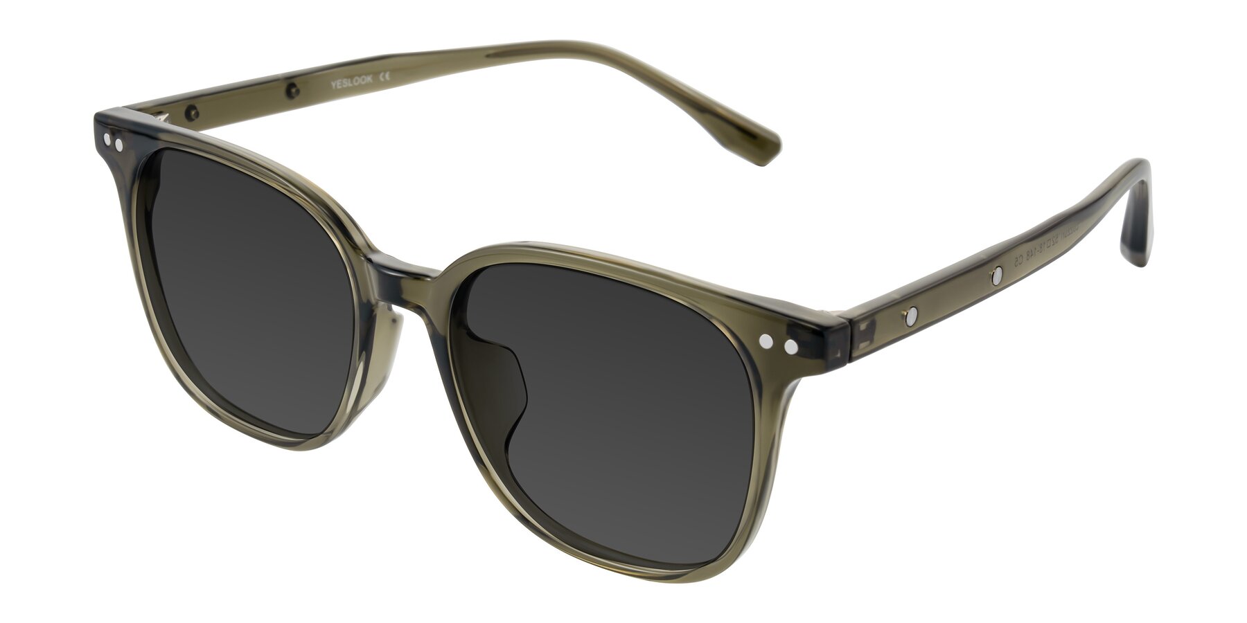 Angle of Lozzuri in Translucent Green with Gray Tinted Lenses