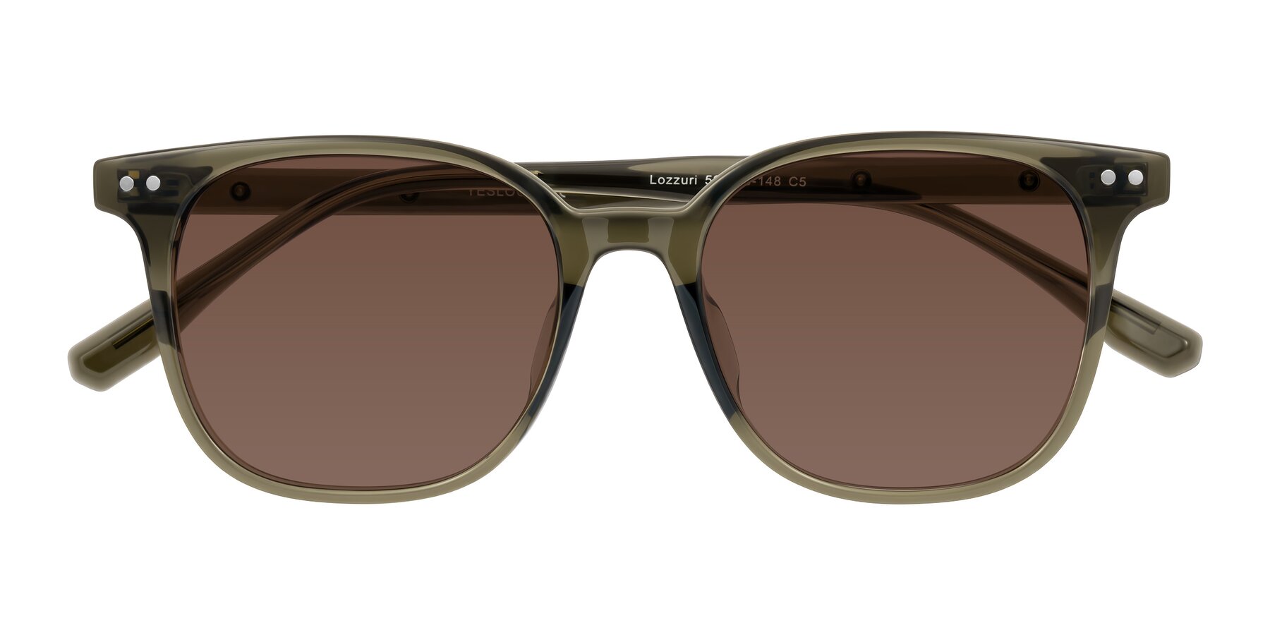 Folded Front of Lozzuri in Translucent Green with Brown Tinted Lenses