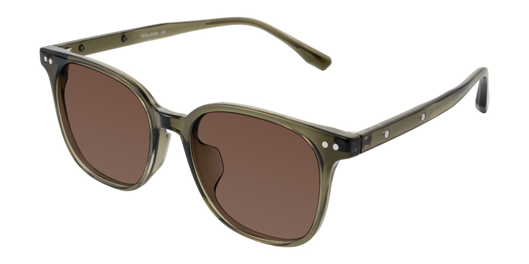Angle of Lozzuri in Translucent Green with Brown Tinted Lenses