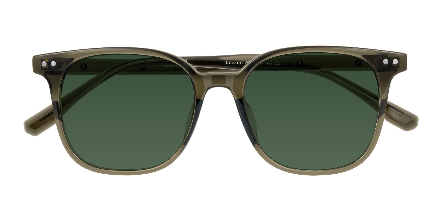 Folded Front of Lozzuri in Translucent Green with Green Tinted Lenses