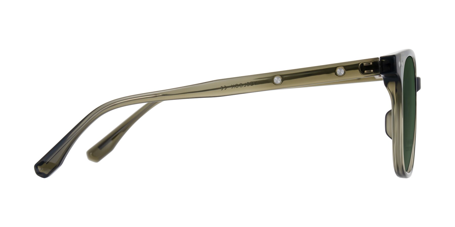 Side of Lozzuri in Translucent Green with Green Tinted Lenses
