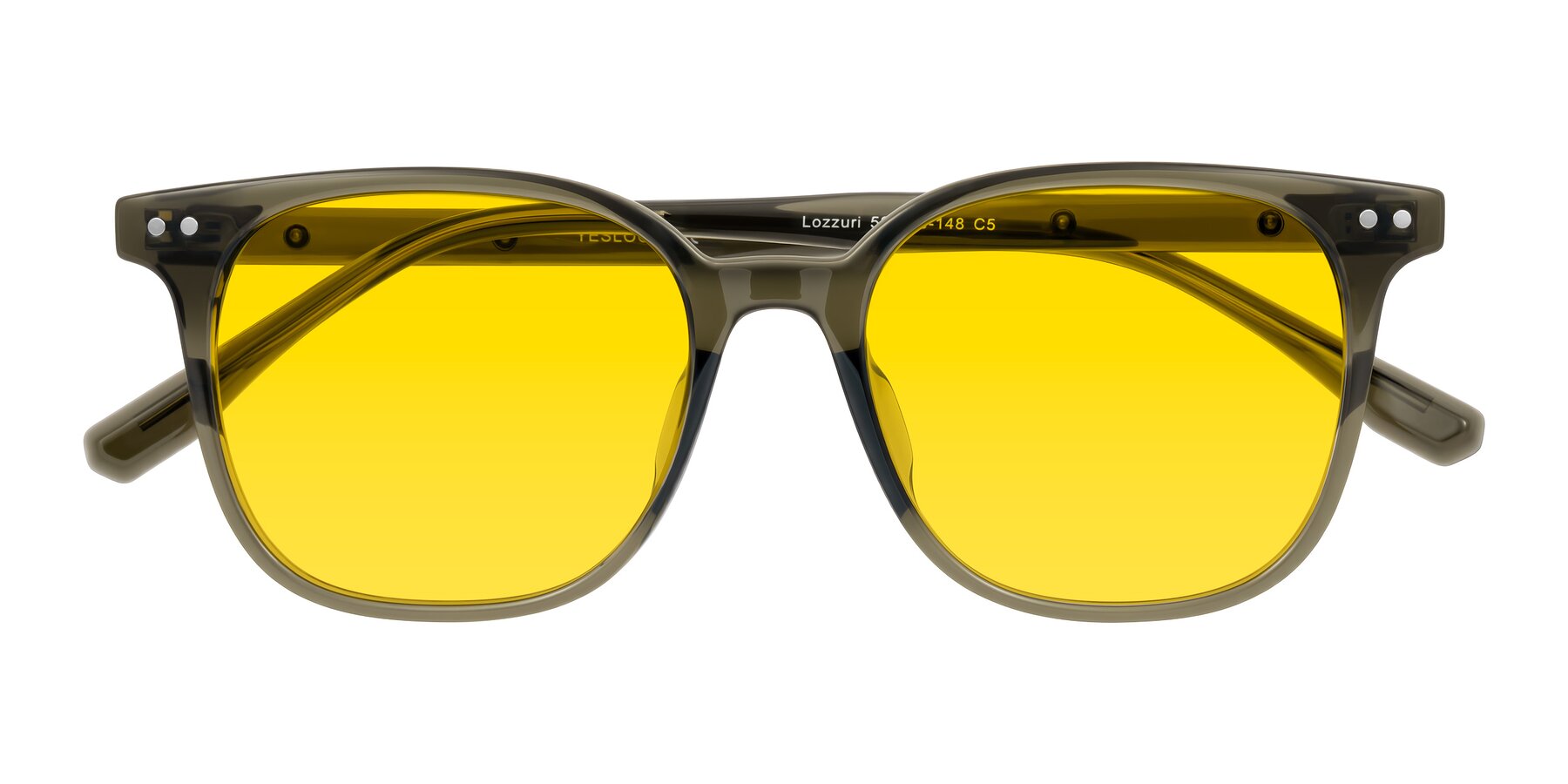 Folded Front of Lozzuri in Translucent Green with Yellow Tinted Lenses