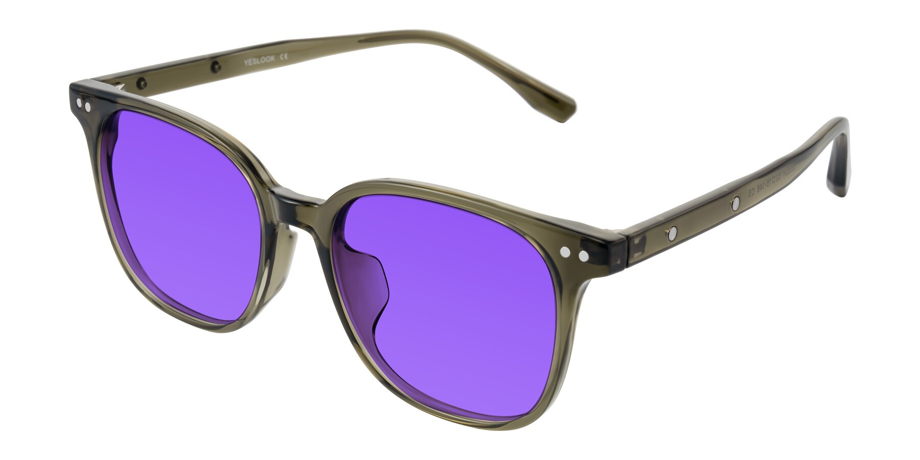 Angle of Lozzuri in Translucent Green with Purple Tinted Lenses