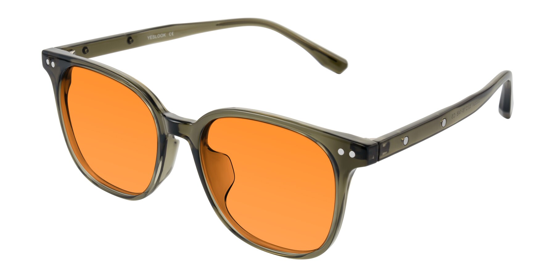 Angle of Lozzuri in Translucent Green with Orange Tinted Lenses