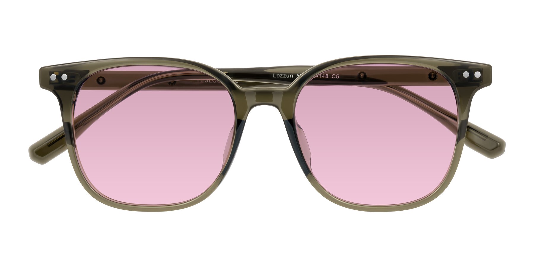 Folded Front of Lozzuri in Translucent Green with Light Wine Tinted Lenses