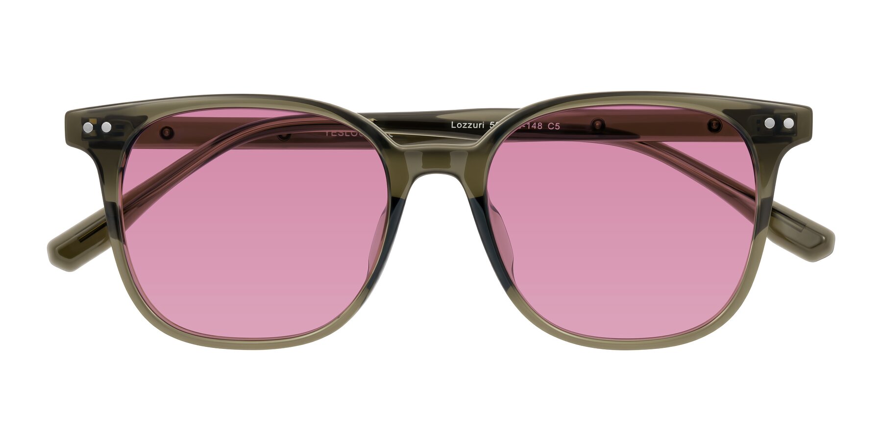 Folded Front of Lozzuri in Translucent Green with Medium Wine Tinted Lenses