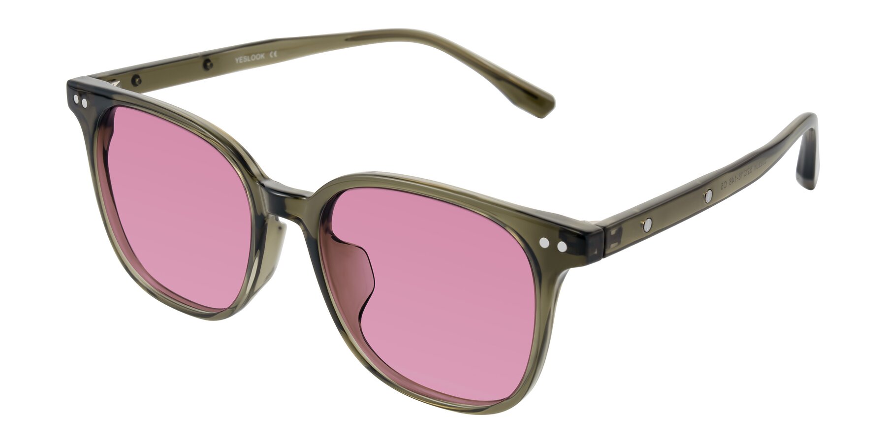 Angle of Lozzuri in Translucent Green with Medium Wine Tinted Lenses
