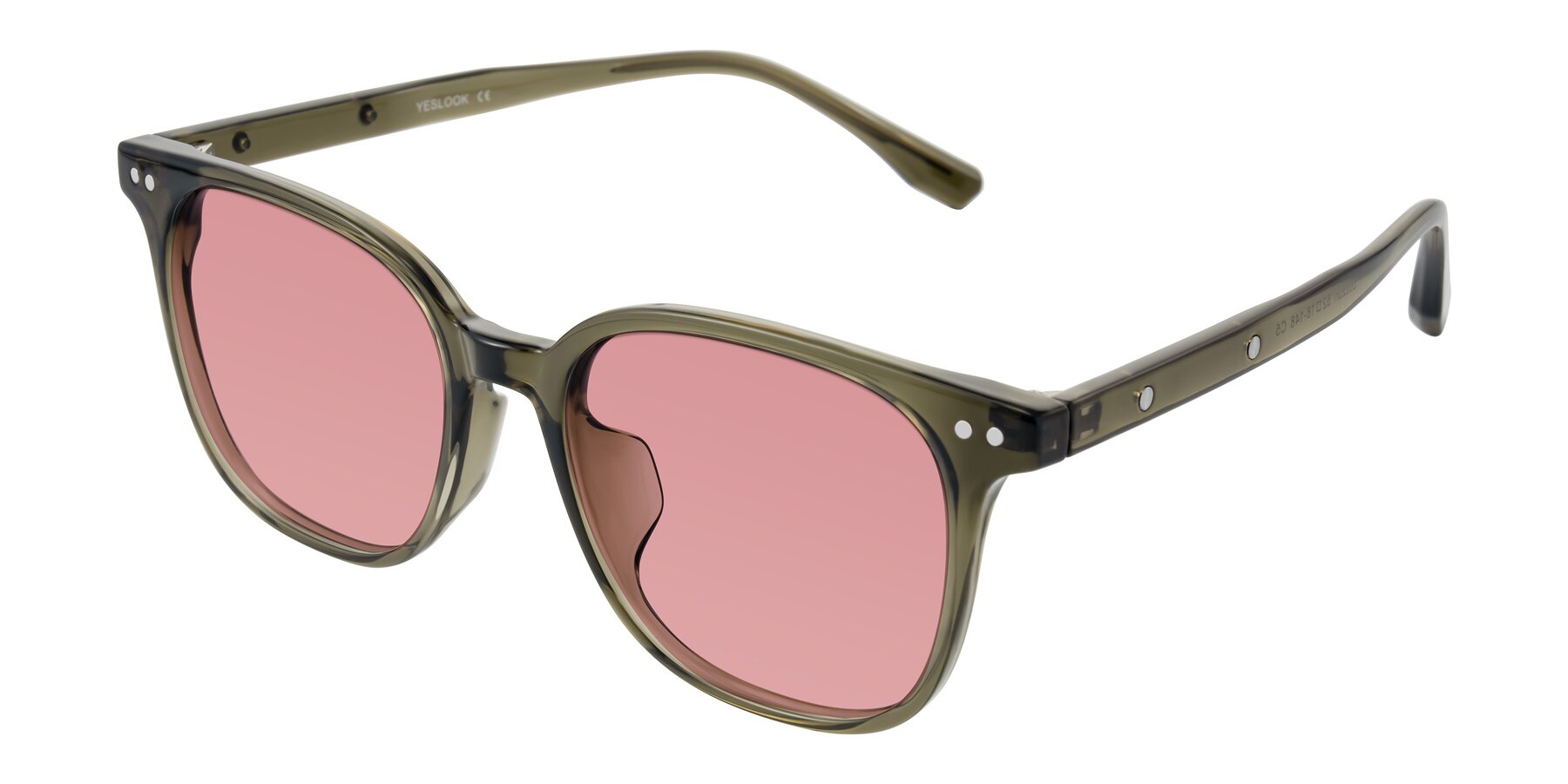 Angle of Lozzuri in Translucent Green with Medium Garnet Tinted Lenses