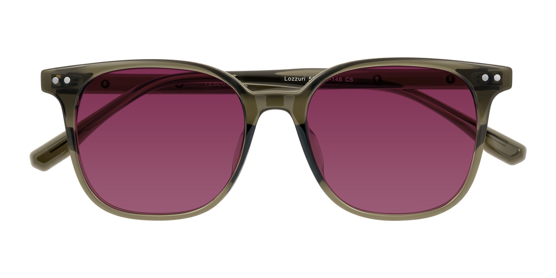 Folded Front of Lozzuri in Translucent Green with Wine Tinted Lenses