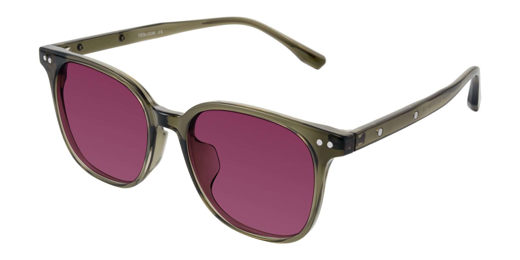 Angle of Lozzuri in Translucent Green with Wine Tinted Lenses