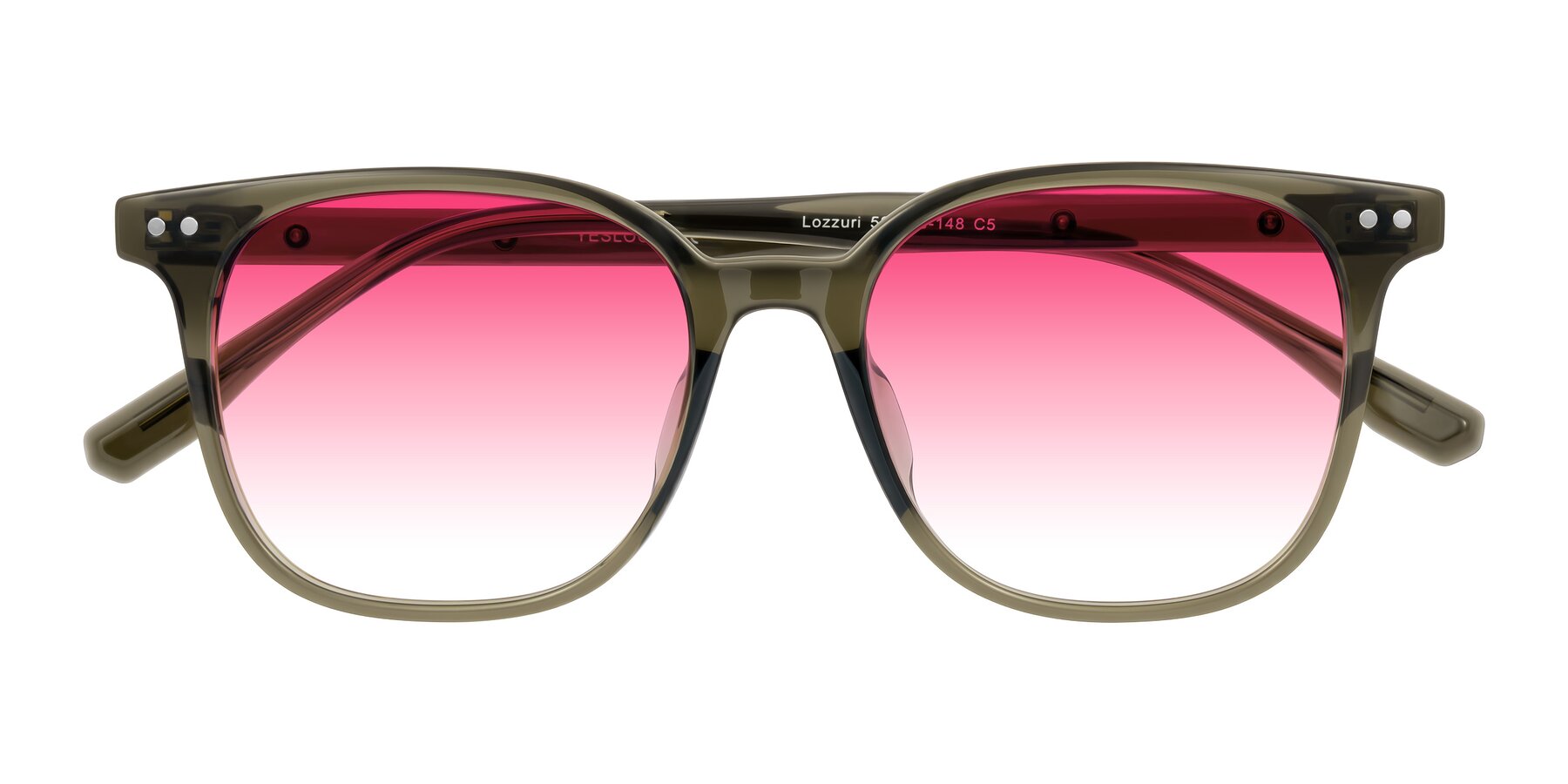 Folded Front of Lozzuri in Translucent Green with Pink Gradient Lenses