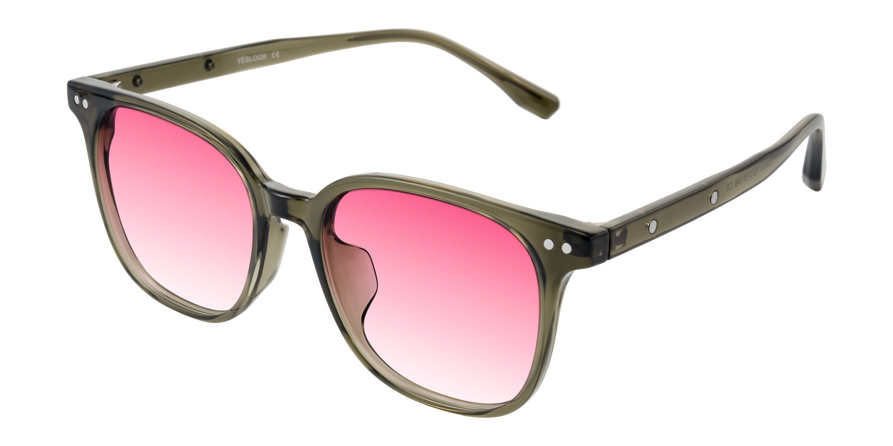 Angle of Lozzuri in Translucent Green with Pink Gradient Lenses
