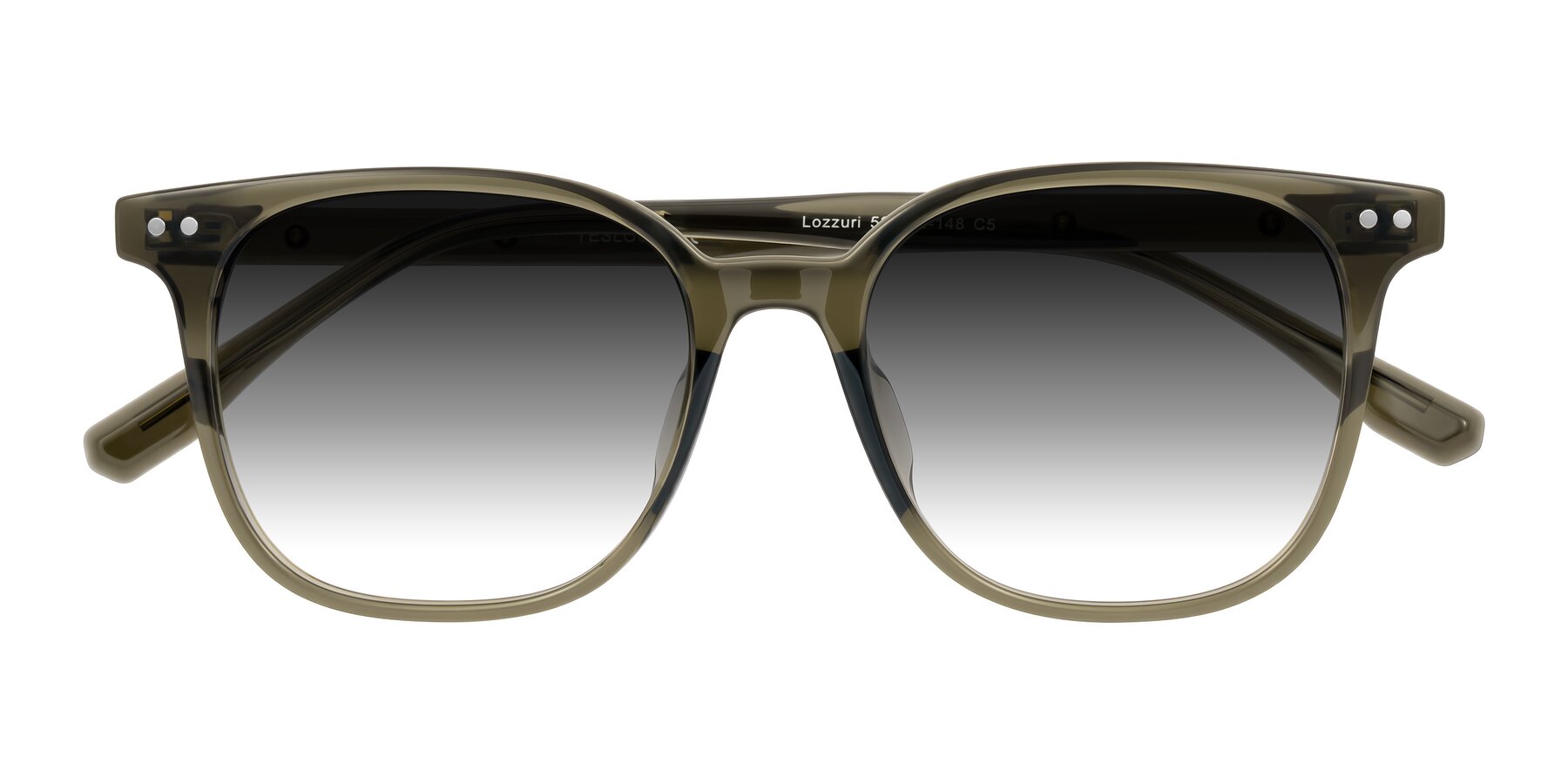 Folded Front of Lozzuri in Translucent Green with Gray Gradient Lenses