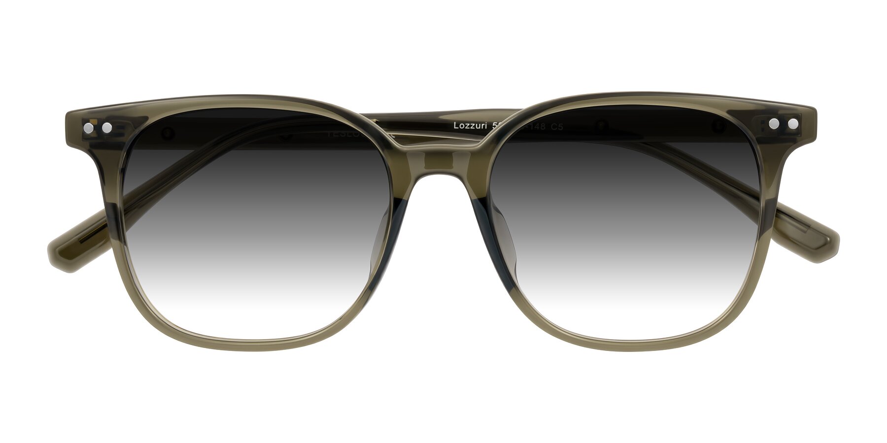 Folded Front of Lozzuri in Translucent Green with Gray Gradient Lenses