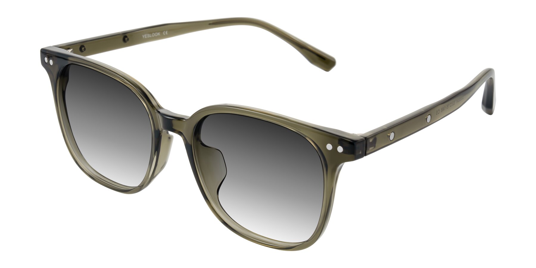 Angle of Lozzuri in Translucent Green with Gray Gradient Lenses