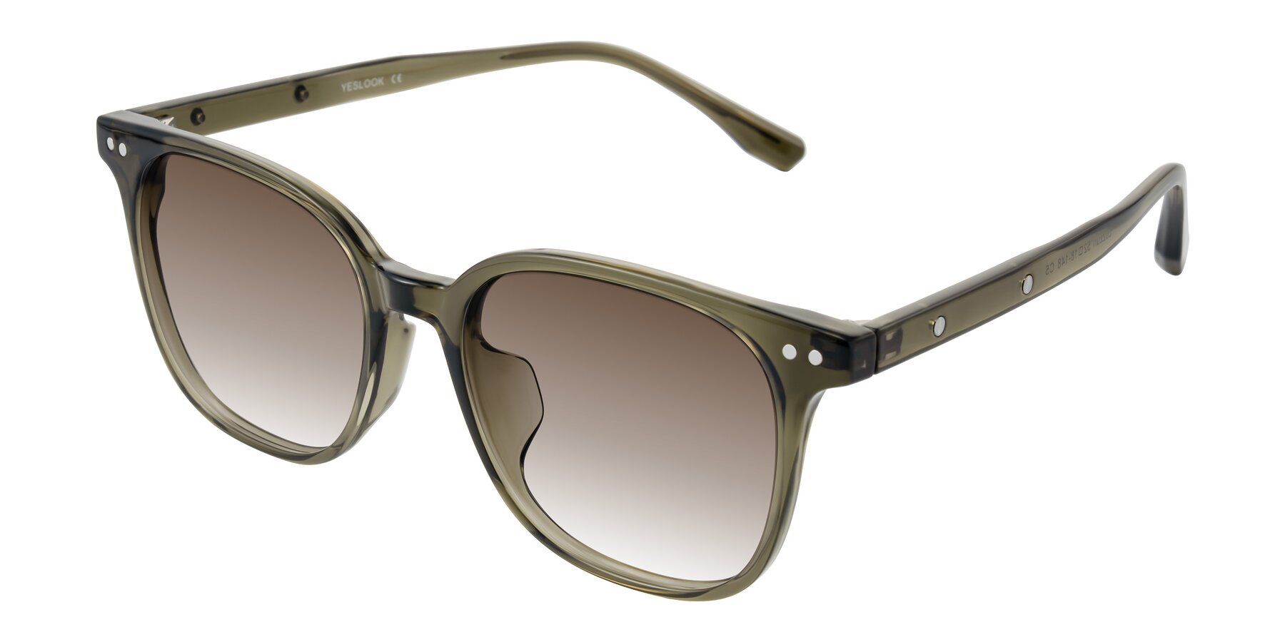 Angle of Lozzuri in Translucent Green with Brown Gradient Lenses
