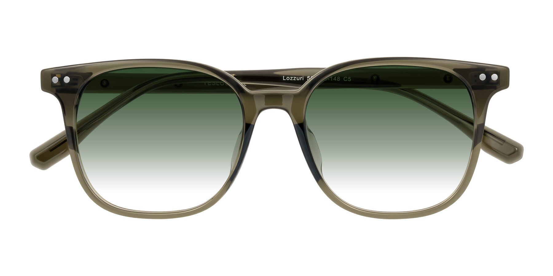 Folded Front of Lozzuri in Translucent Green with Green Gradient Lenses
