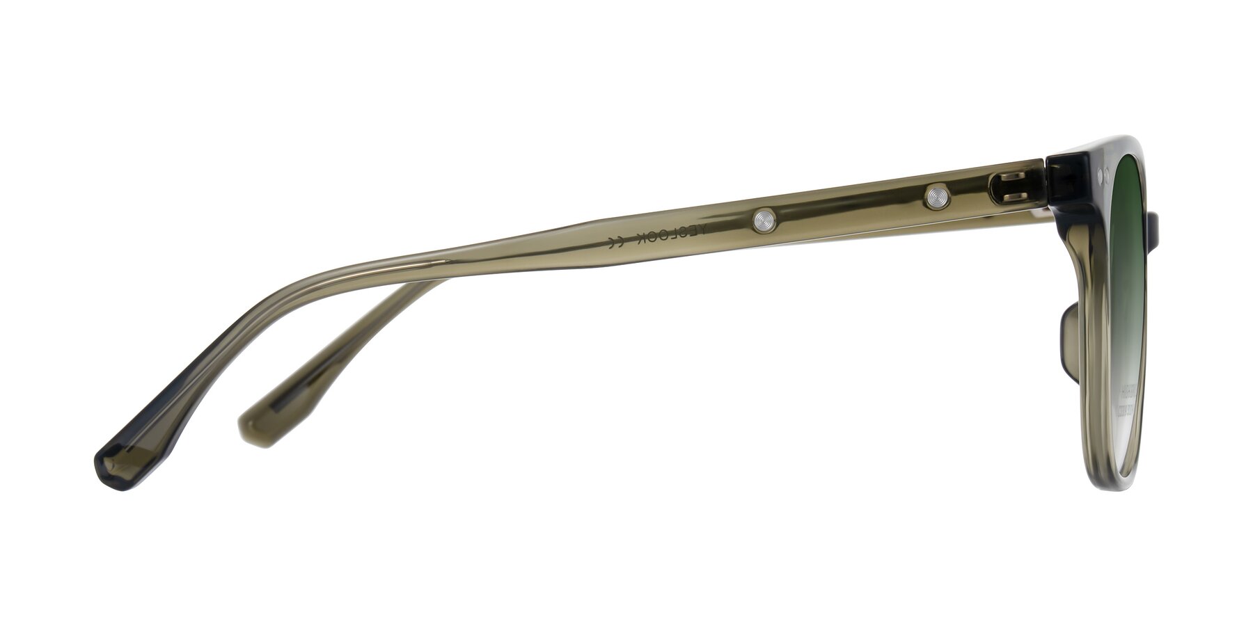 Side of Lozzuri in Translucent Green with Green Gradient Lenses