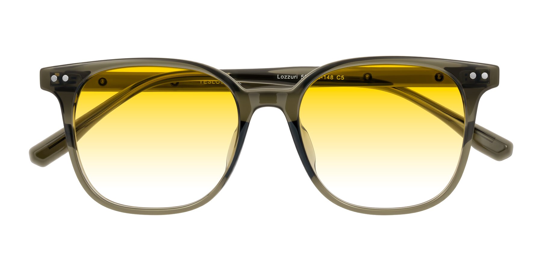 Folded Front of Lozzuri in Translucent Green with Yellow Gradient Lenses