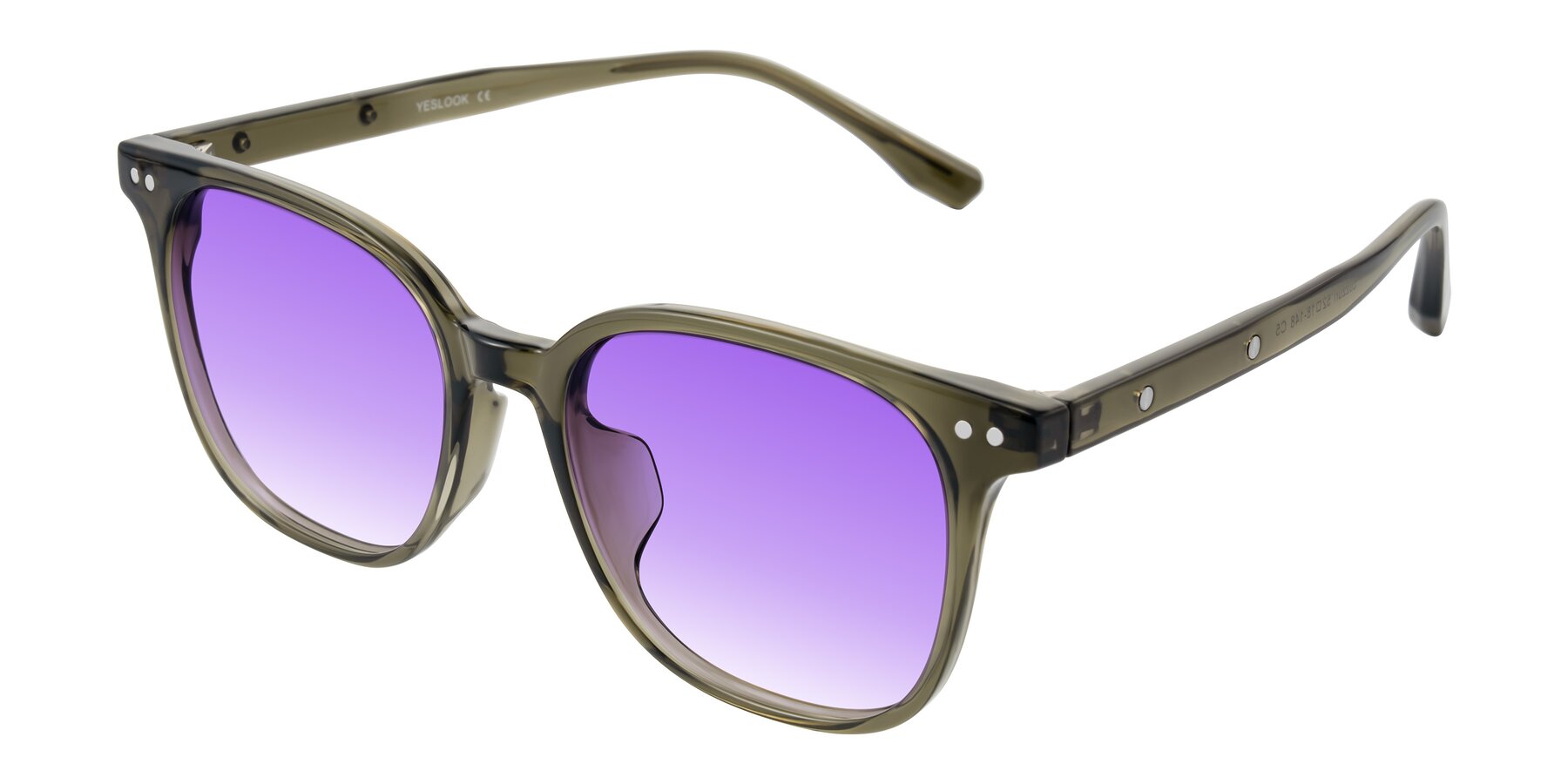 Angle of Lozzuri in Translucent Green with Purple Gradient Lenses