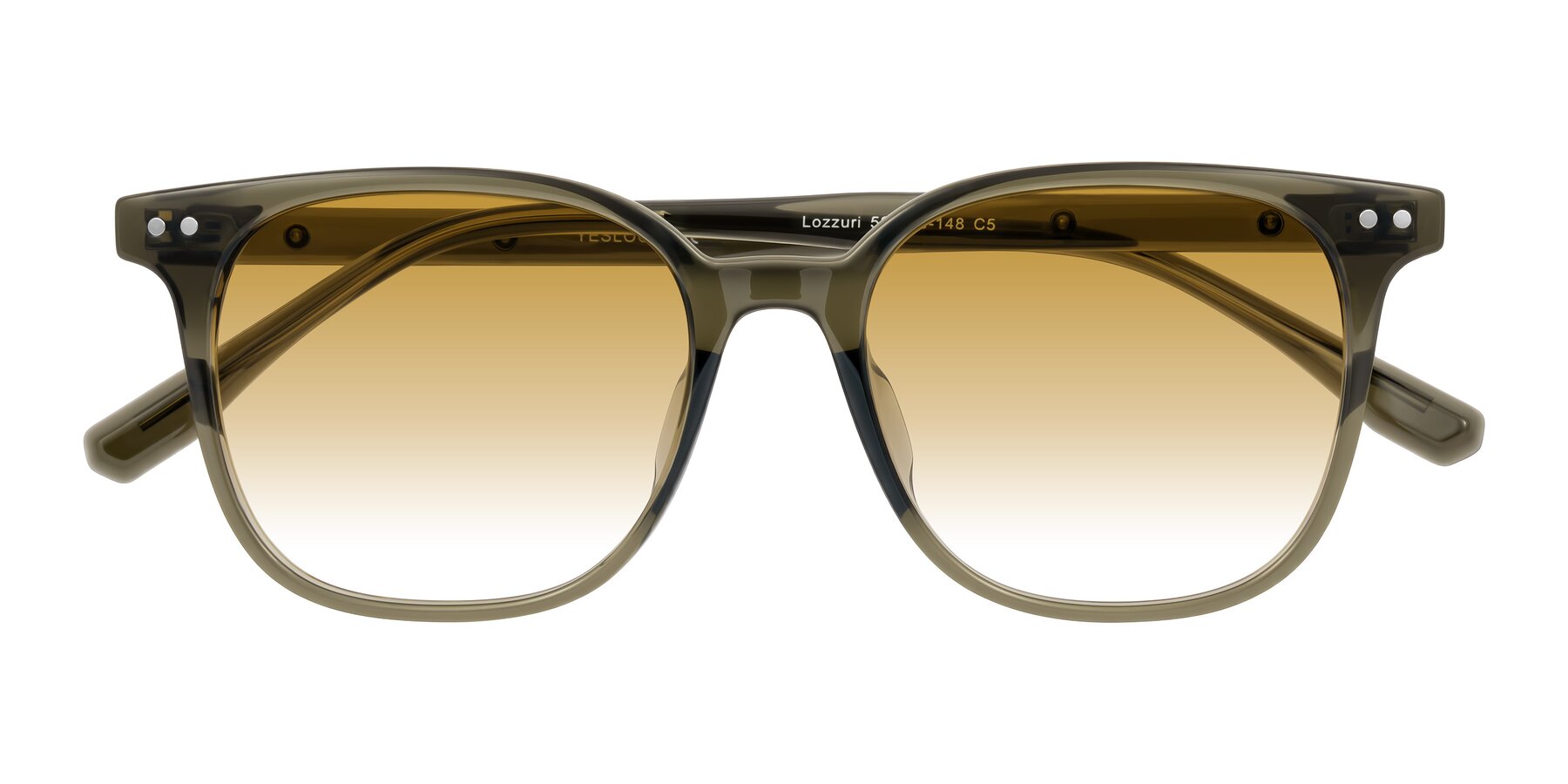Folded Front of Lozzuri in Translucent Green with Champagne Gradient Lenses