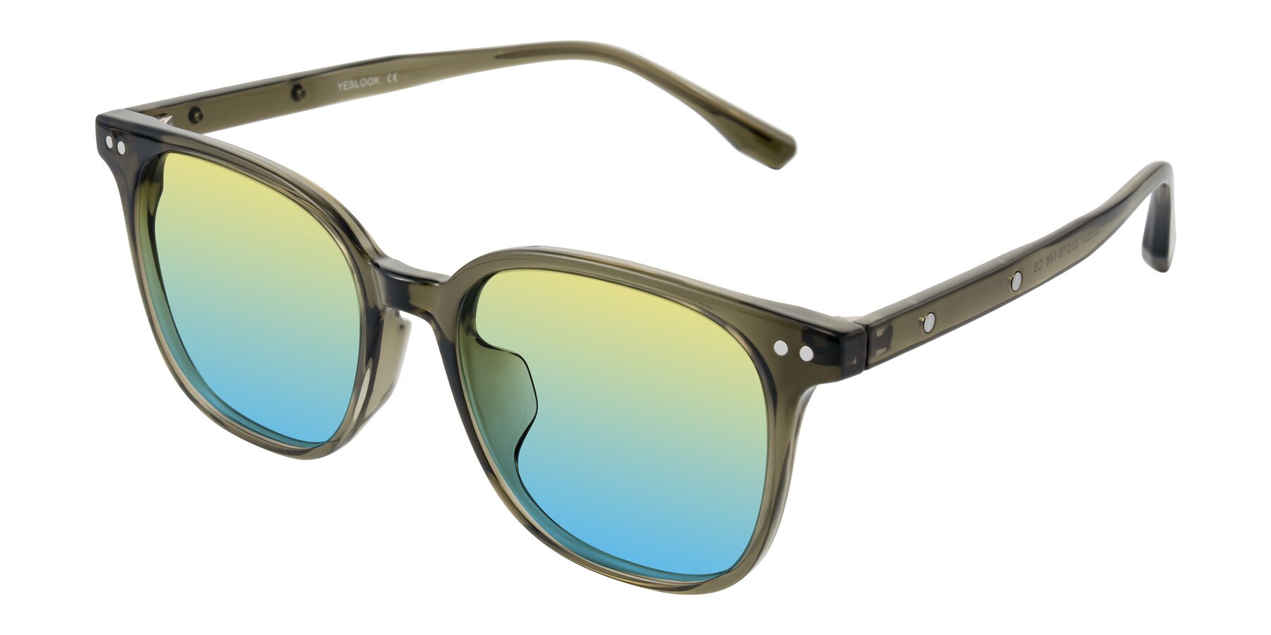 Angle of Lozzuri in Translucent Green with Yellow / Blue Gradient Lenses
