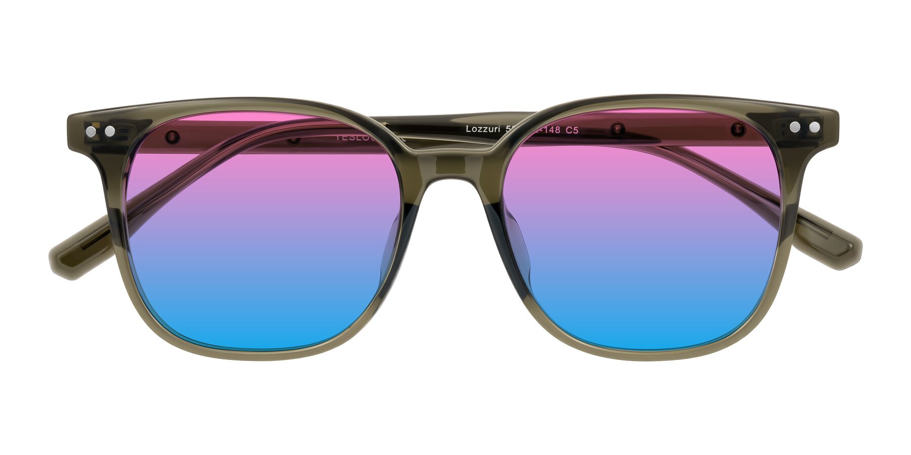 Folded Front of Lozzuri in Translucent Green with Pink / Blue Gradient Lenses