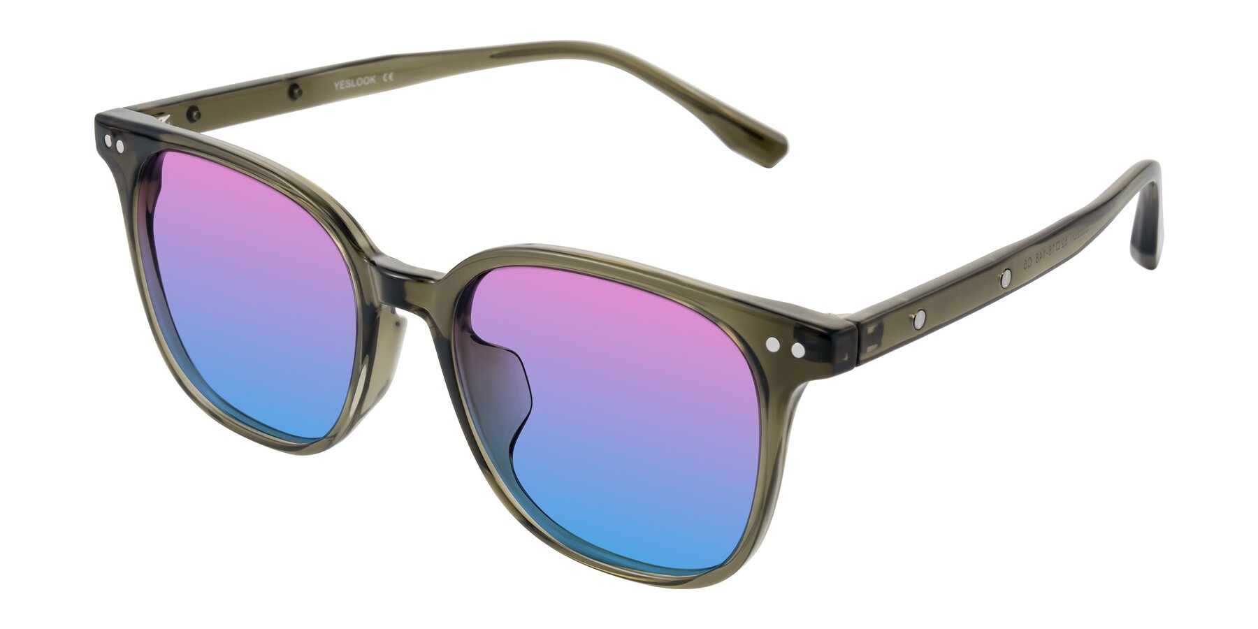 Angle of Lozzuri in Translucent Green with Pink / Blue Gradient Lenses