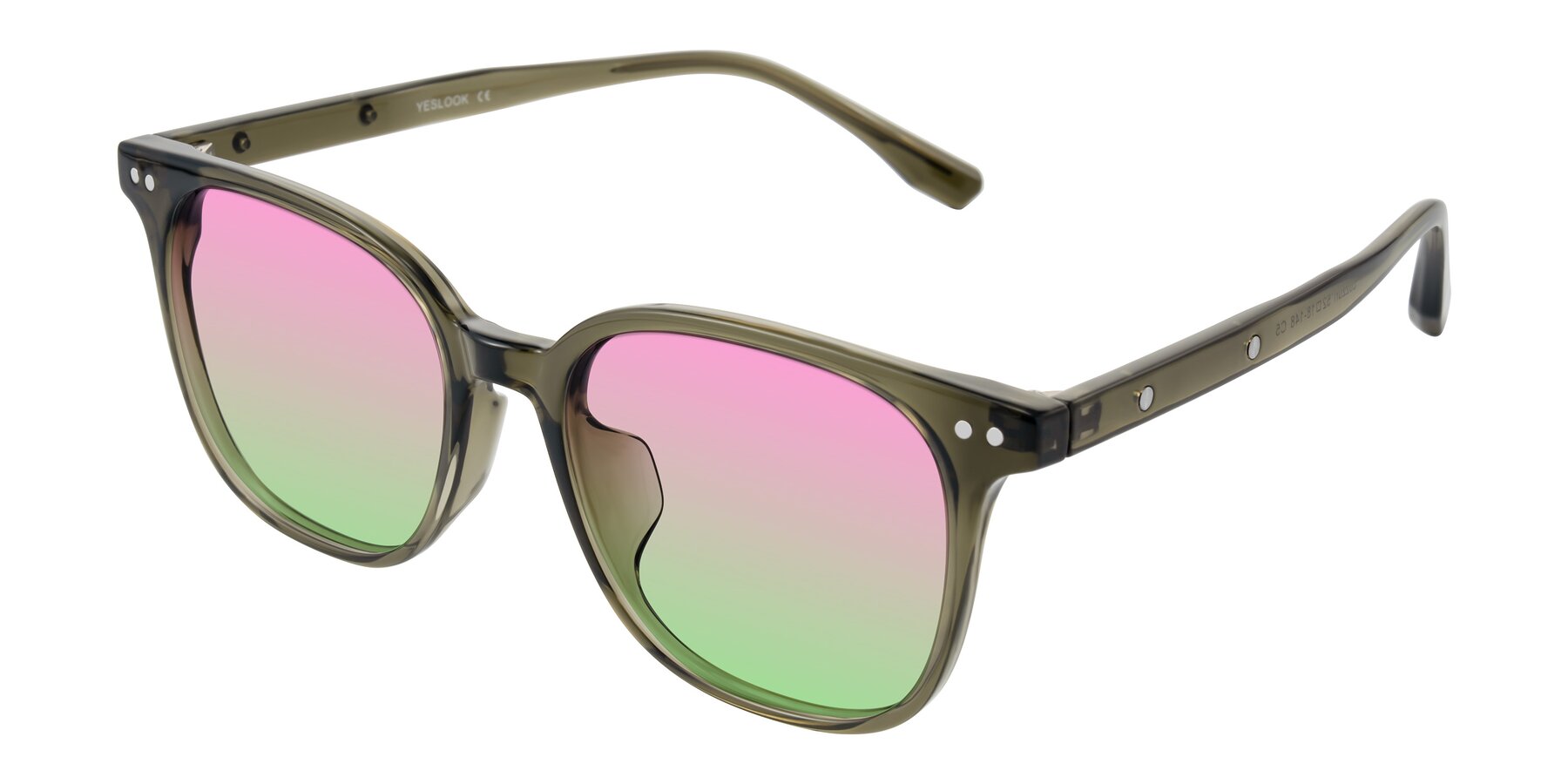 Angle of Lozzuri in Translucent Green with Pink / Green Gradient Lenses