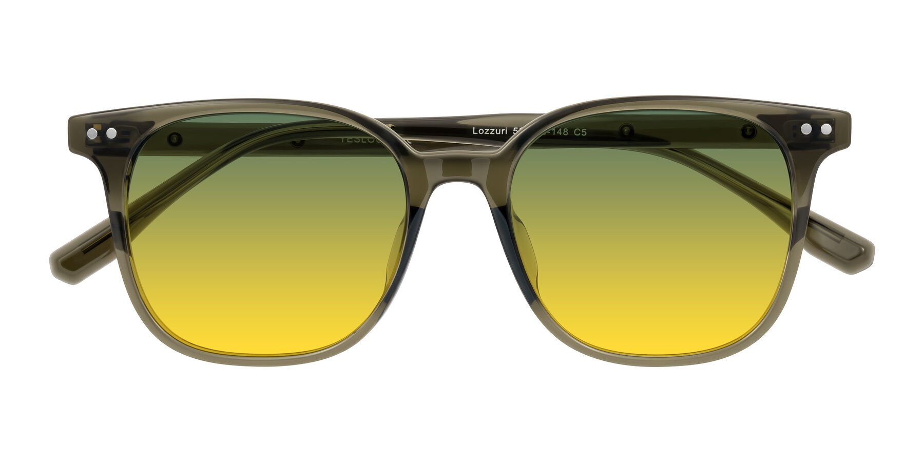 Folded Front of Lozzuri in Translucent Green with Green / Yellow Gradient Lenses