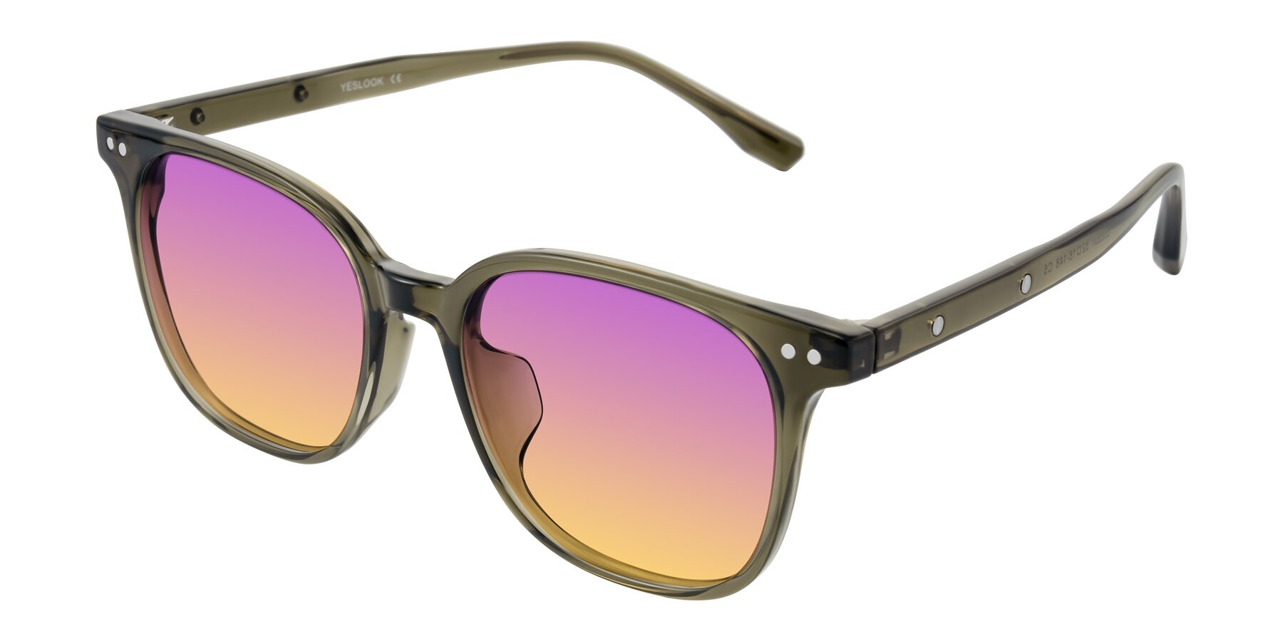 Angle of Lozzuri in Translucent Green with Purple / Yellow Gradient Lenses